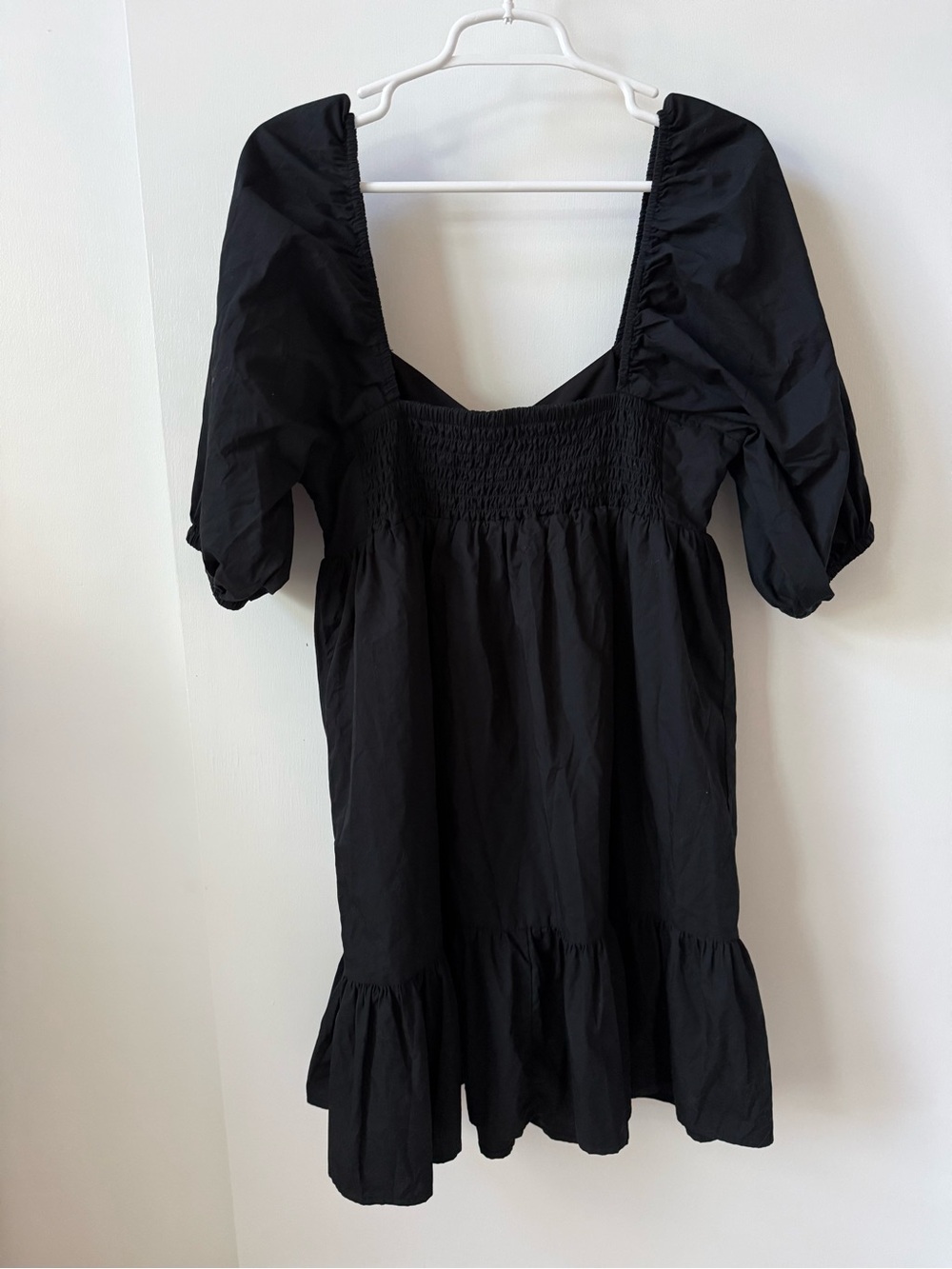 Banana Republic Poplin Puff Sleeve Empire Waist Black Babydoll Mini Dress - Picture 6 of 12